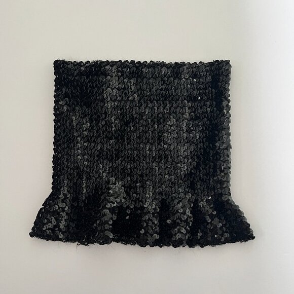 Vintage Black Sequinned Peplum Tube Party Top – Perfect for Holidays & Night Out - Picture 2 of 9